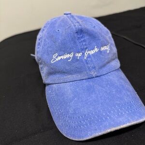 Casual Blue and White Washed Baseball Cap “serving up fresh swag”